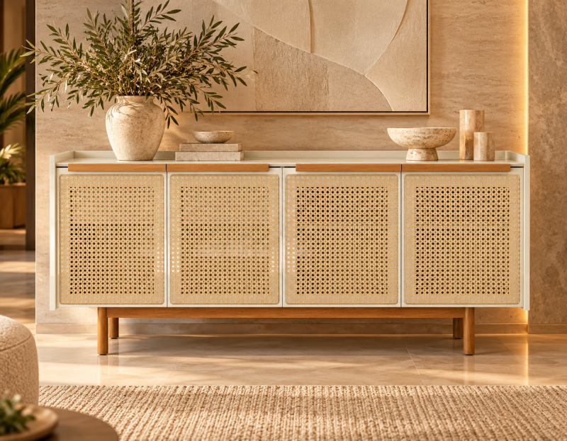 Buffet Dune Palha 1.80m 4 Portas Off White 