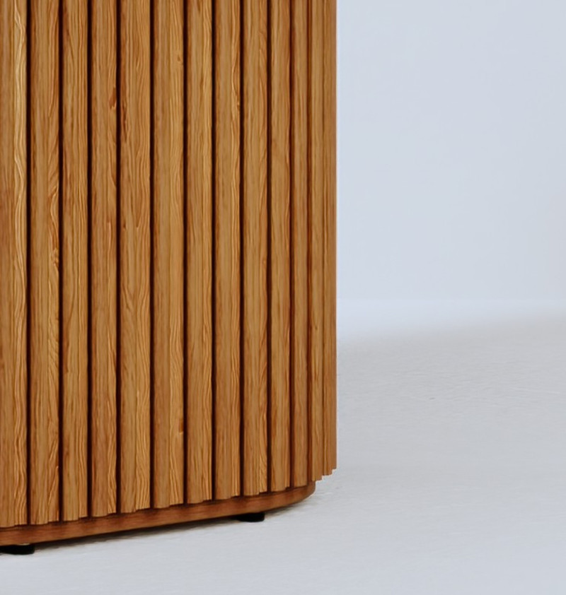 Mesa de jantar Living Retangular 1.8 c/ Vidro Off White Base Ripada