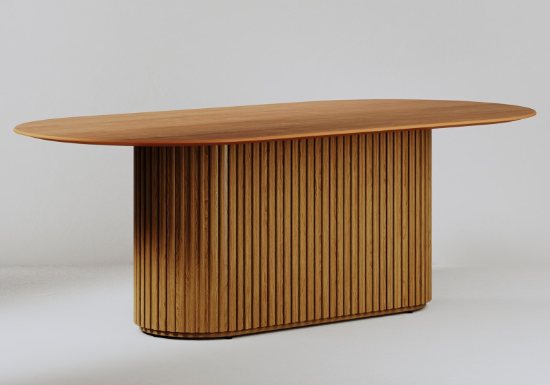 Mesa de jantar Living Oval 2.2 Laminada Base Ripada