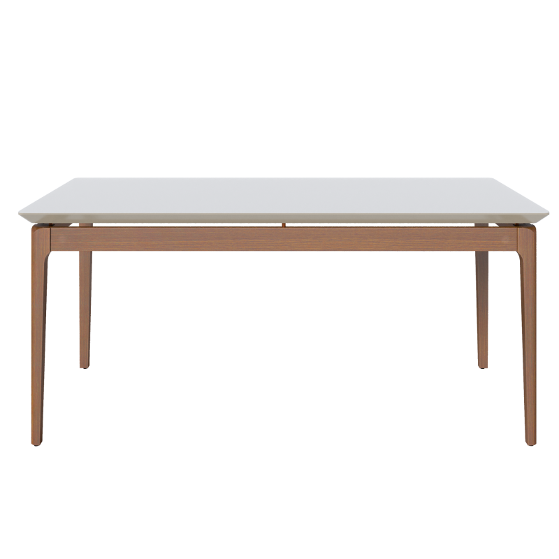 Mesa de jantar Wind Retangular 1.8 c/ Vidro Off White Pés Madeira 