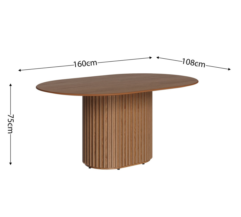 Mesa de jantar Living Oval 1.6 Laminada Base Ripada