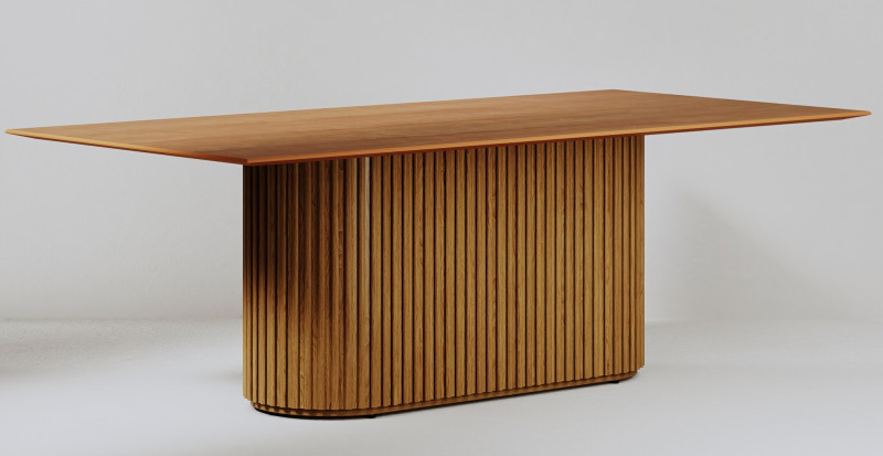 Mesa de jantar Living Retangular 2.2 Tampo Laminado Base Ripada