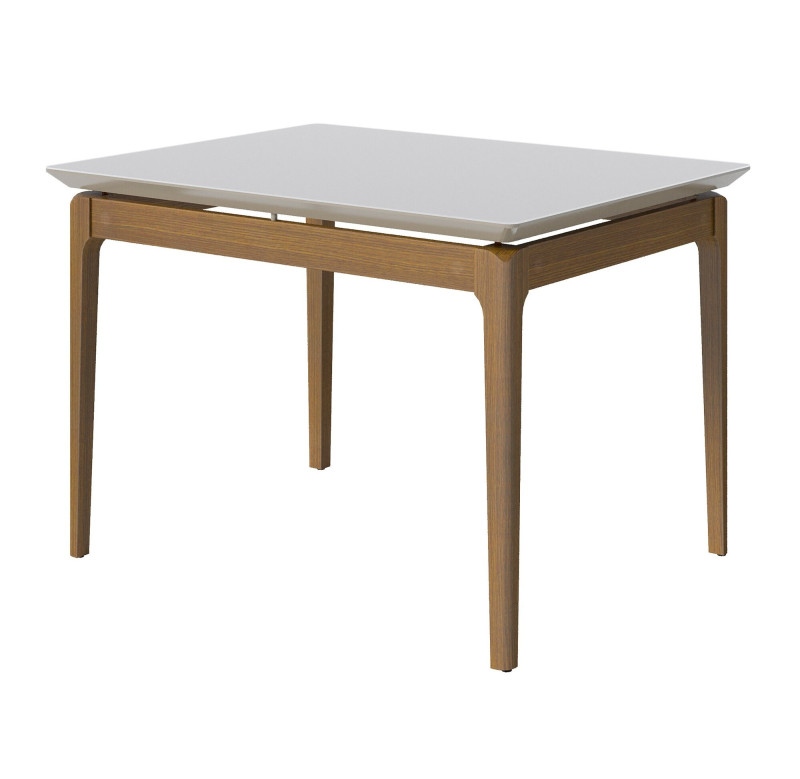 Mesa de jantar Wind Retangular 1.2 c/ Vidro Off White Pés Madeira 