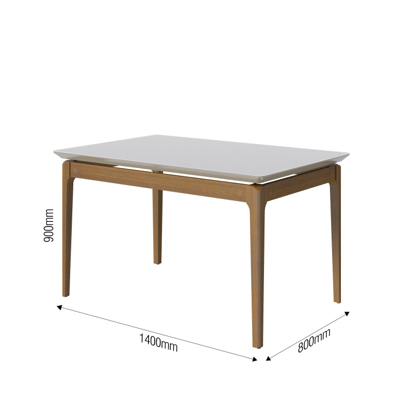 Conj. Sala de Jantar Mesa Wind 1.40m + 6 Cadeiras Classic Linho Bege 