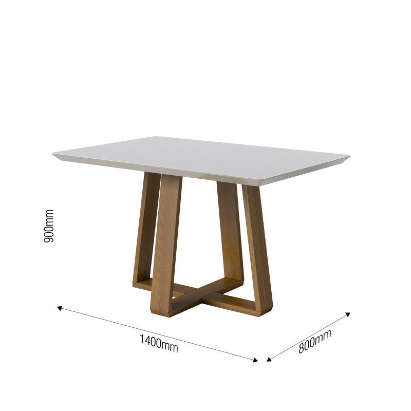 Conj. Sala de Jantar Mesa Wood 1.40m + 4 Cadeiras Classic Linho Bege