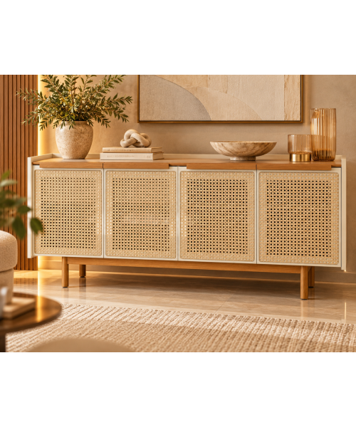 Buffet Dune Palha 1.80m 4 Portas Off White Nature