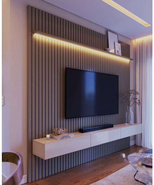 Home Ripado Prime Gianduia Off White 2.77m Altura 2.50m com LED