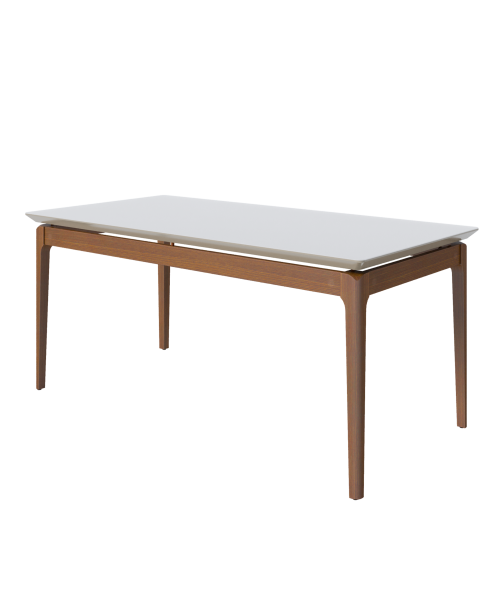Mesa de jantar Wind Retangular 1.6 c/ Vidro Off White Pés Madeira