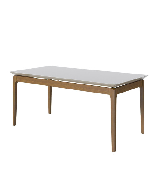 Mesa de jantar Wind Retangular 1.8 c/ Vidro Off White Pés Madeira