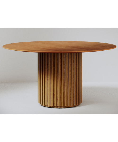 Mesa de jantar Living Redonda 1.35 Tampo Laminado Base Ripada