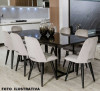 Mesa de jantar Retangular 1.80m com Vidro Preto Pés Metal Preto Fosco