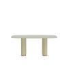 Mesa de jantar Lintz 1.84m c/ Vidro Off White Base Rev. em Sintético 