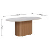 Mesa de jantar Living Oval 1.8 c/ Vidro Off White Base Ripada