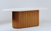 Mesa de jantar Living Oval 2.2 c/ Vidro Off White Base Ripada
